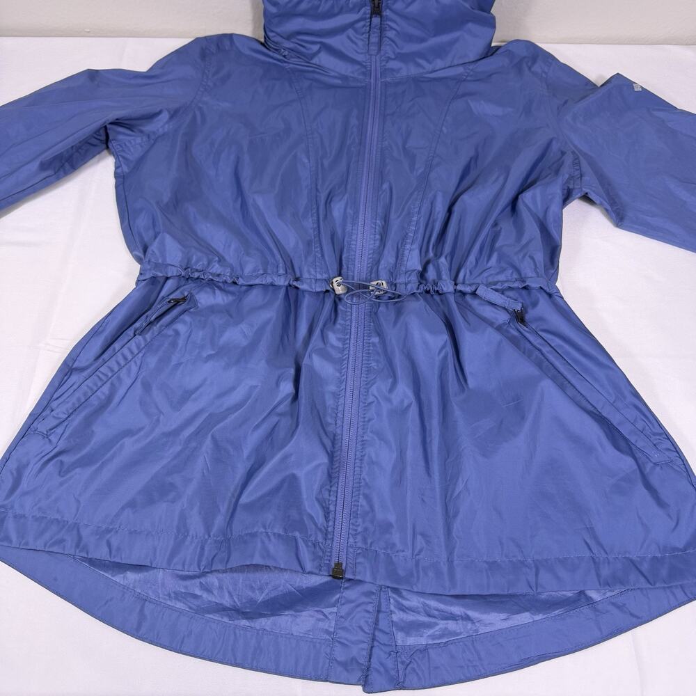 Columbia Women’s Blue Sustina Windbreaker, Cinched Waist, Stowaway Hoodie M - Picture 2 of 16